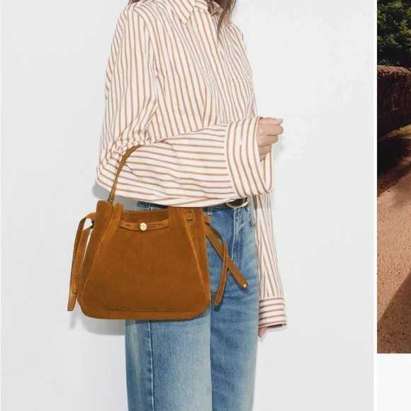 Tory Burch Elegant Romy Brown Suede Handbag - Picture 3 of 12